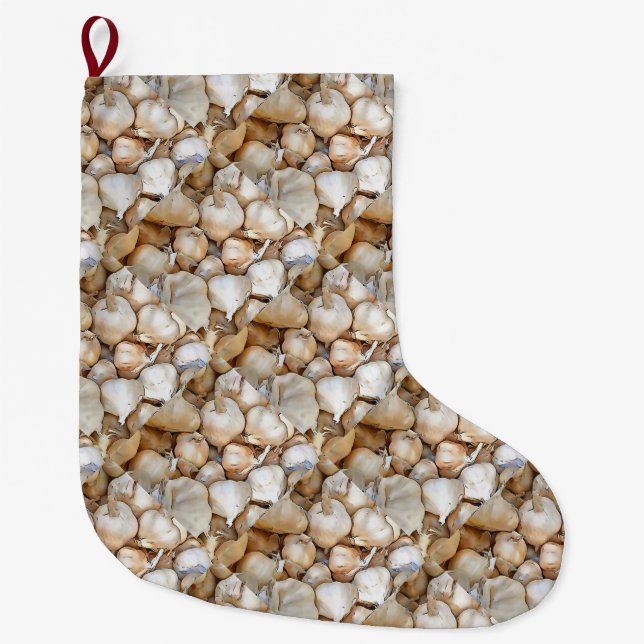 Meia De Natal Grande Lâmpadas de Alho - Arte Negra Artística (Frente)