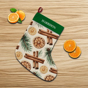 Meia De Natal Grande Laranjas Secas Paus de Canela Ramos de Abeto