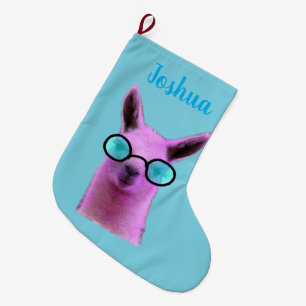 Meia De Natal Grande Legal Llama Rosa! Estoque de Natal Personalizado