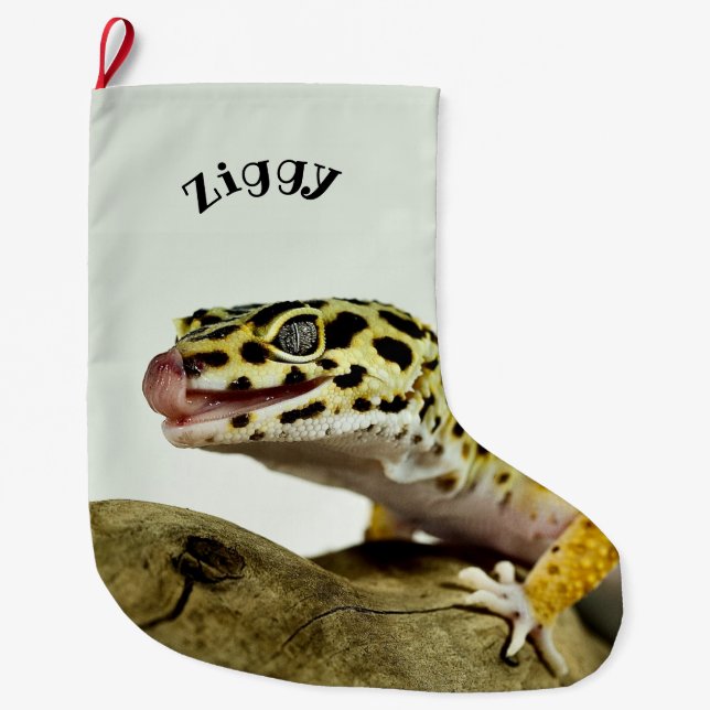 Meia De Natal Grande Leopard Personalizado Gecko Lizard (Frente)