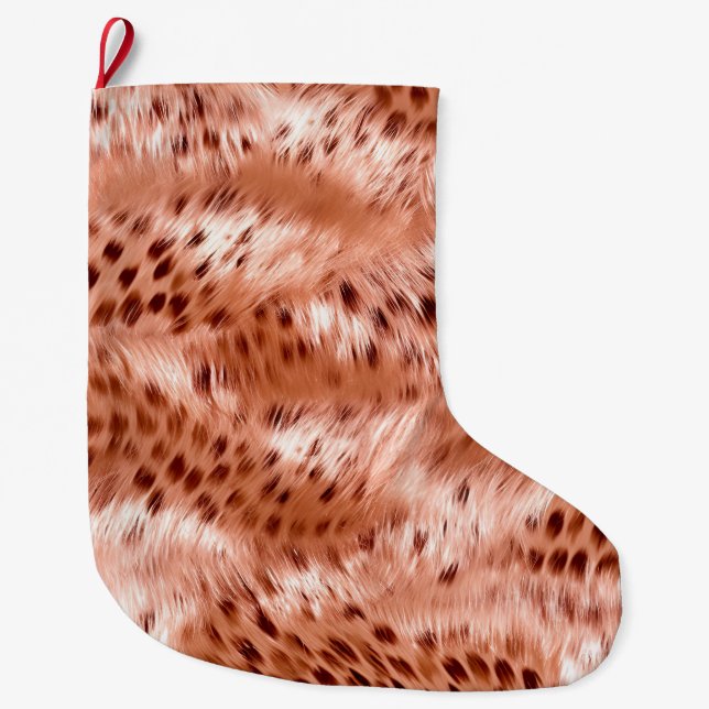 Meia De Natal Grande Leopardo Cor-de-Rosa rosa Dourado (Frente)