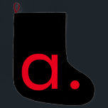 Meia De Natal Grande Letra Negra Vermelha Monograma Inicial Simples<br><div class="desc">Este produto com um design simples mas impressionante pode fazer você se destacar na multidão. Imediatamente atrairá a atenção com a sua design minimalista e moderna.</div>