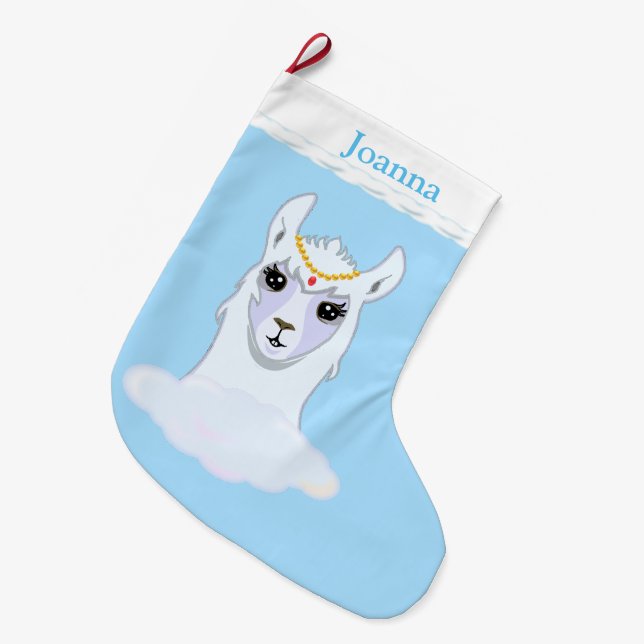 Meia De Natal Grande Linda Lhama (Frente (Pendurada))