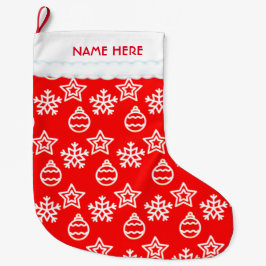 Meia De Natal Grande Lindo padrão de Natal em Vermelho