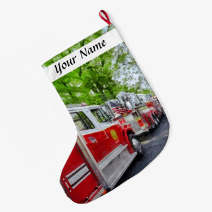 Meia De Natal Grande Linha longa de carros de bombeiros