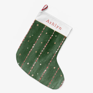 Meia De Natal Grande Listras de Natal Vermelho Branco Verde