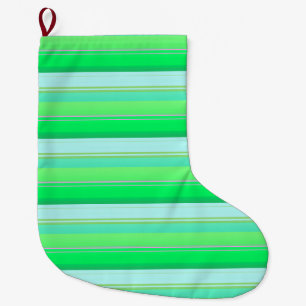 Meia De Natal Grande Listras verdes aqua fofas