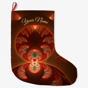 Meia De Natal Grande Luminoso abstrato vermelho alaranjado Nome Fractal
