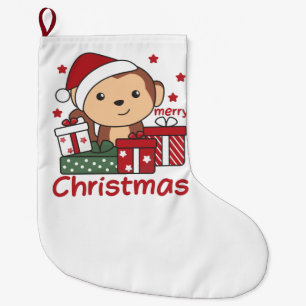 Meia De Natal Grande Macaco Presente de Natal Presente nos Macacos de I