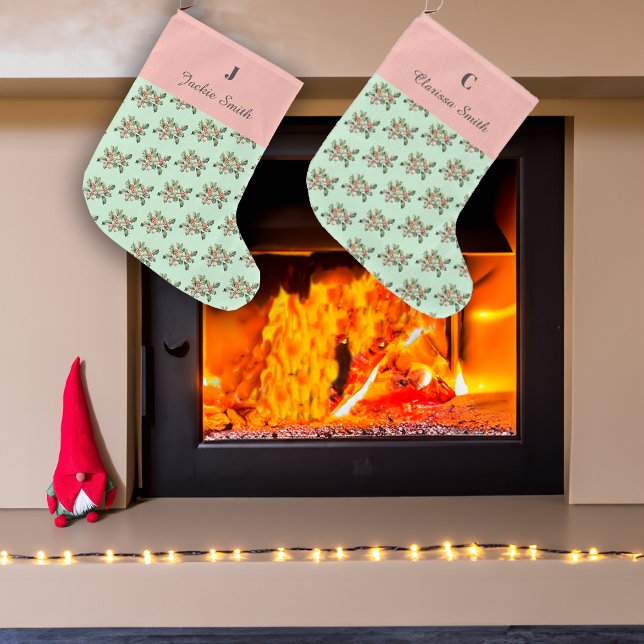 Meia De Natal Grande Macaron Macaron Mistletodo Natal Nome Personalizad (Criador carregado)