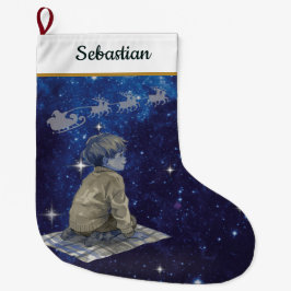 Meia De Natal Grande Magical Christmas Boy Stocking – Navy Silver