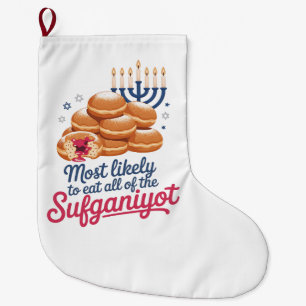 Meia De Natal Grande Mais Propenso a Comer Todos os Sufganiyot Hanukkah