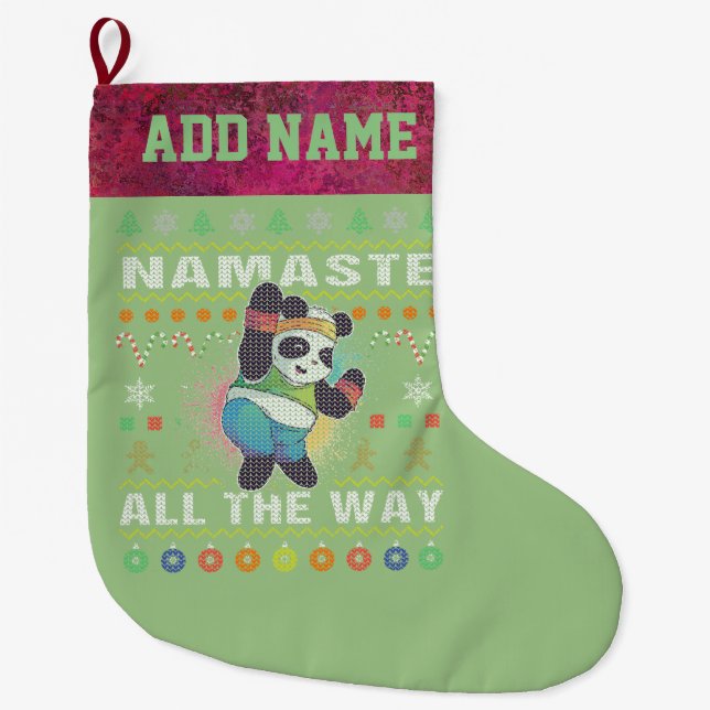 Meia De Natal Grande Malhação Panda Namaste O Natal Feio (Frente)