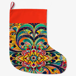 Meia De Natal Grande Mandala Sinfonia de Cores – Floral Psicodélico Ous
