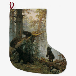 Meia De Natal Grande Manhã em Floresta de Pinheiro (Ursos na Floresta)