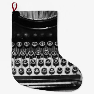Meia De Natal Grande Máquina de escrever preto e branco do vintage