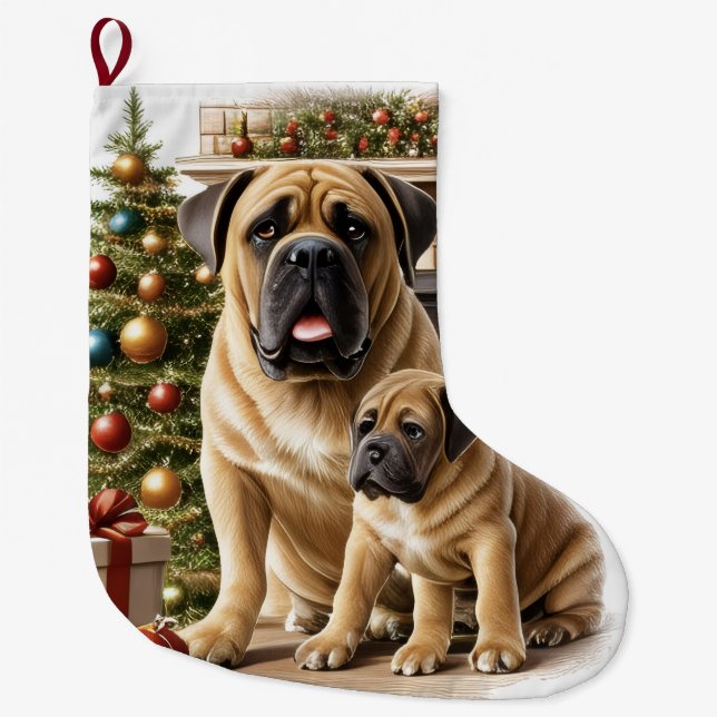 Meia De Natal Grande Mastiff englische Doggen Kamin Weihnachten (Frente)