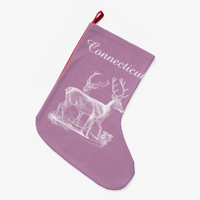 Meia De Natal Grande Mauve Reindeer da Ópera Russa Personalizada (Frente (Pendurada))