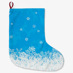 Meia De Natal Grande Meia azul do Natal da neve