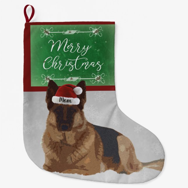 Meia De Natal Grande Meia bonita do Natal do german shepherd (Frente)
