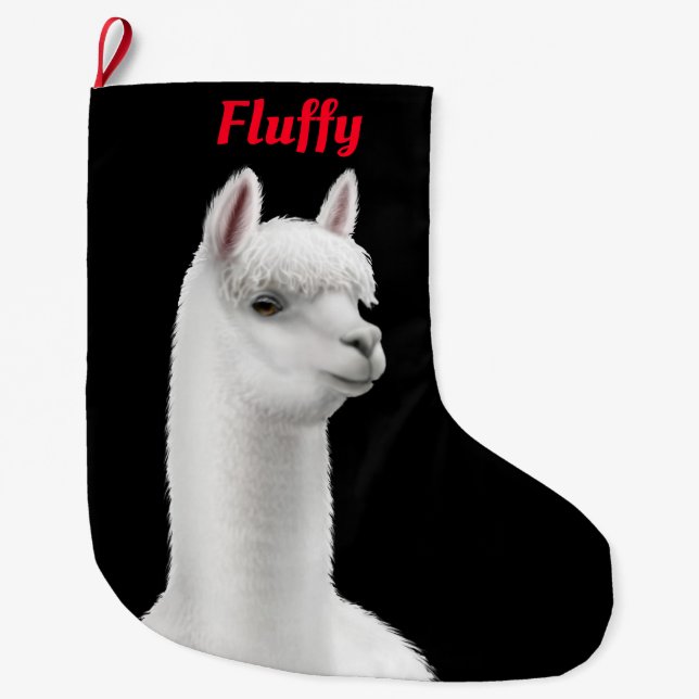 Meia De Natal Grande Meia customizável da alpaca branca do Natal (Frente)