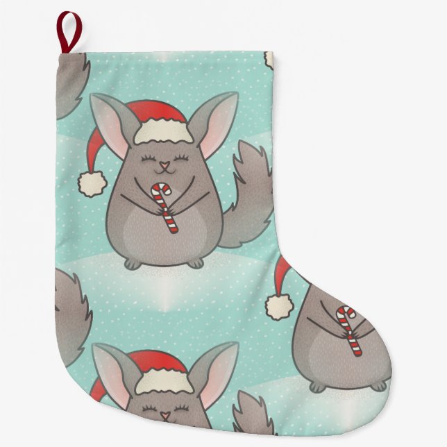 Meia De Natal Grande meia natal chinchillas xmas (Frente)