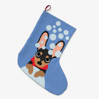 Meia De Natal Grande Meia nevado do Natal do Pinscher do Doberman