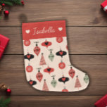 Meia De Natal Grande Meio século Natal Moderno Pesonizado<br><div class="desc">Adicione um toque de charme à sua decoração de férias com esta estocagem personalizada de Natal, apresentando um adorável padrão de Enfeites de natal clássicos em vermelho festivo, verde e preto. Perfeito para pendurar na lareira ou debaixo da árvore, este estoque é personalizável com o seu nome ou mensagem, fazer-o...</div>