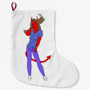 Meia De Natal Grande menina diabólica