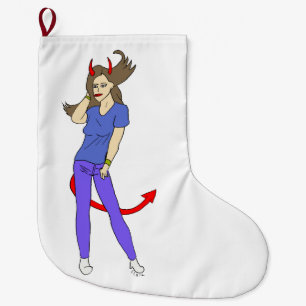 Meia De Natal Grande menina diabólica