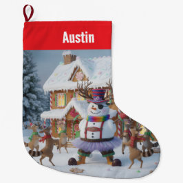 Meia De Natal Grande Merry Christmas Circle of Favorite Holiday Symbols