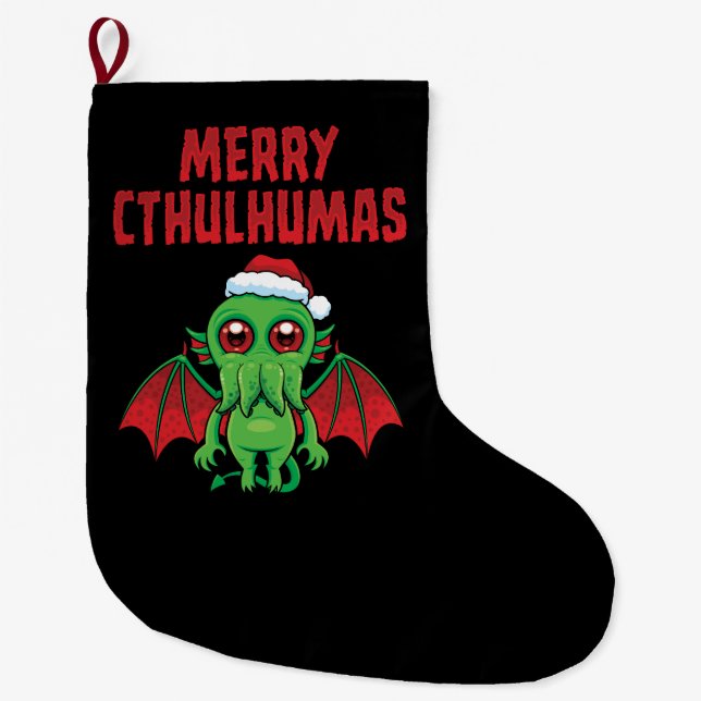 Meia De Natal Grande Merry Cthulhumas Seasons Greetings (Frente)
