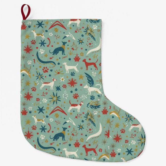 Meia De Natal Grande Mid-Century Modern Pet Christmas Stocking (Frente)