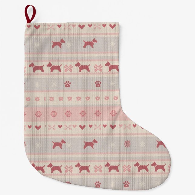 Meia De Natal Grande Minimal Pink Scandinavian Dog Stocking | Nordic (Frente)