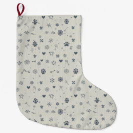 Meia De Natal Grande Minimalist Nordic Pet Stocking with Paw Prints