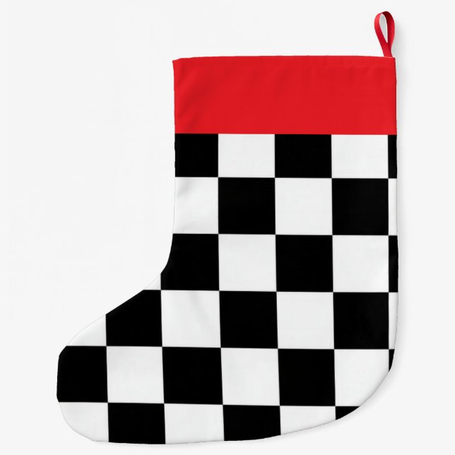 Meia De Natal Grande Minimalist Retro Checkered – Monochrome Streetwear (Verso)