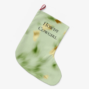 Meia De Natal Grande Mint Green Dourado Cowhide