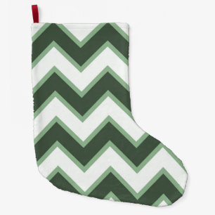 Meia De Natal Grande Mint Green White Chevron