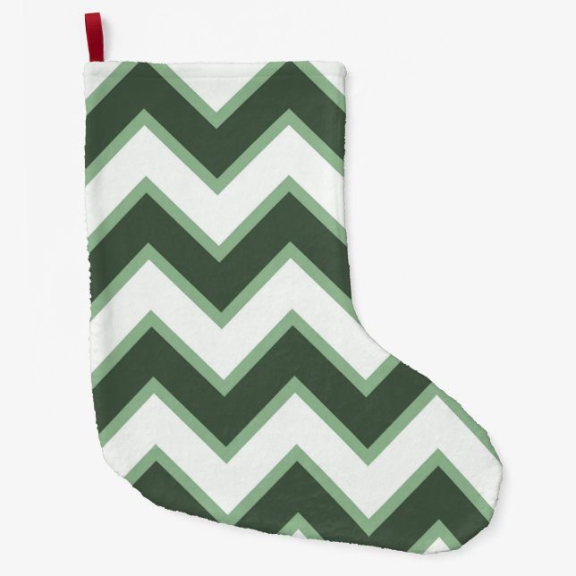 Meia De Natal Grande Mint Green White Chevron (Frente)