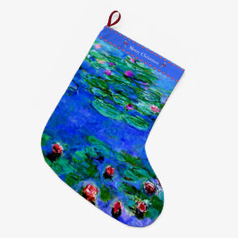 Meia De Natal Grande Monet - Lírios de Água (vermelho)