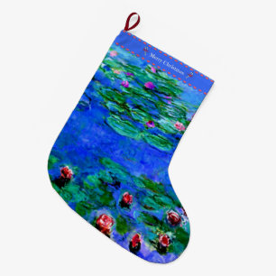 Meia De Natal Grande Monet - Lírios de Água (vermelho)