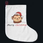 Meia De Natal Grande Monkey Christmas Snow Winter Animals Monkeys<br><div class="desc">The monkey at Christmas with a Santa hat. Funny animals with gifts and snow for the holidays. A sweet Christmas greeting. Monkeys are cute animals and perfect for Christmas.</div>