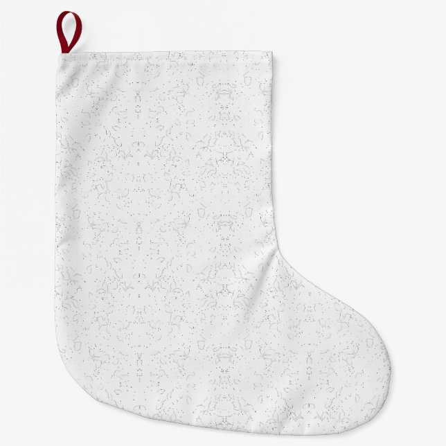 Meia De Natal Grande Monochrome Floral Pattern – Elegant Seamless Art (Frente)