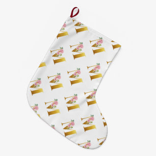 Meia De Natal Grande Monograma Floral - Letra M Botânica