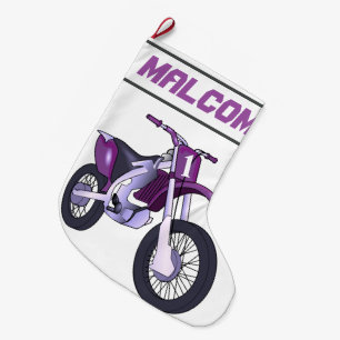 Meia De Natal Grande Moto de bicicleta NOMES e Idade ou Número