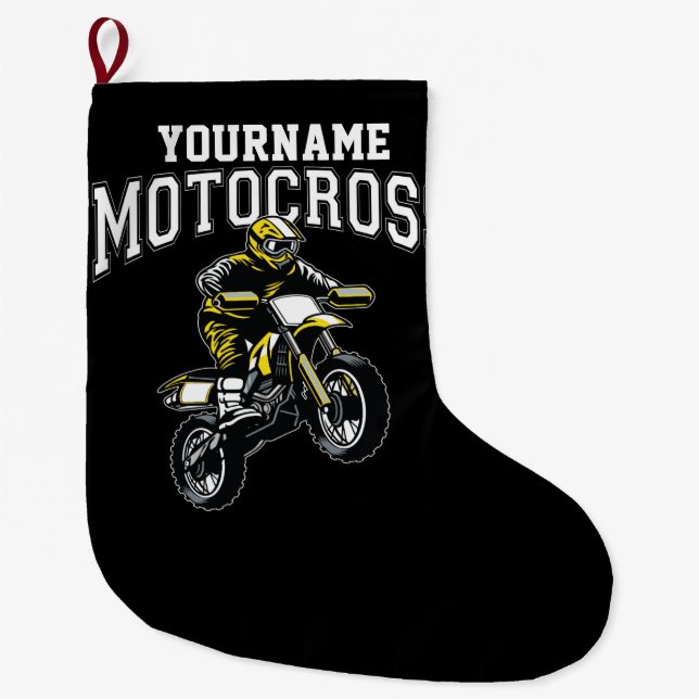 Meia De Natal Grande Motocross Dirt Bike Racing Personalizado (Frente)
