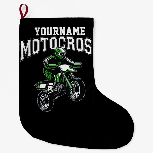 Meia De Natal Grande Motocross Dirt Bike Racing Personalizado (Frente)