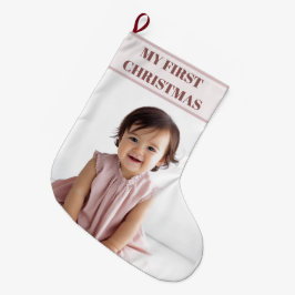 Meia De Natal Grande My First Christmas Baby Photo Stocking