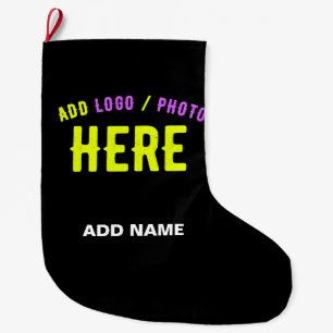 MEIA DE NATAL GRANDE NA MODA MODERNO PERSONALIZÁVEL NEGRO VERIFICADO CO