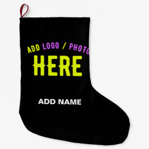 MEIA DE NATAL GRANDE NA MODA MODERNO PERSONALIZÁVEL NEGRO VERIFICADO CO